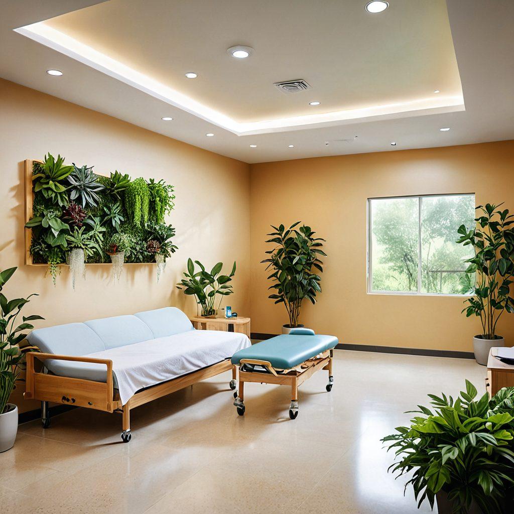A serene scene depicting a diverse group of patients joyfully interacting with compassionate healthcare professionals in a warm clinic setting. Include elements of holistic health like plants, healing crystals, and gentle lighting that creates a peaceful atmosphere. Showcase a variety of ethnicities and ages, conveying a sense of community and trust in their healthcare journey. Soft colors and a welcoming layout that inspires positivity. super-realistic. vibrant colors. warm tones.